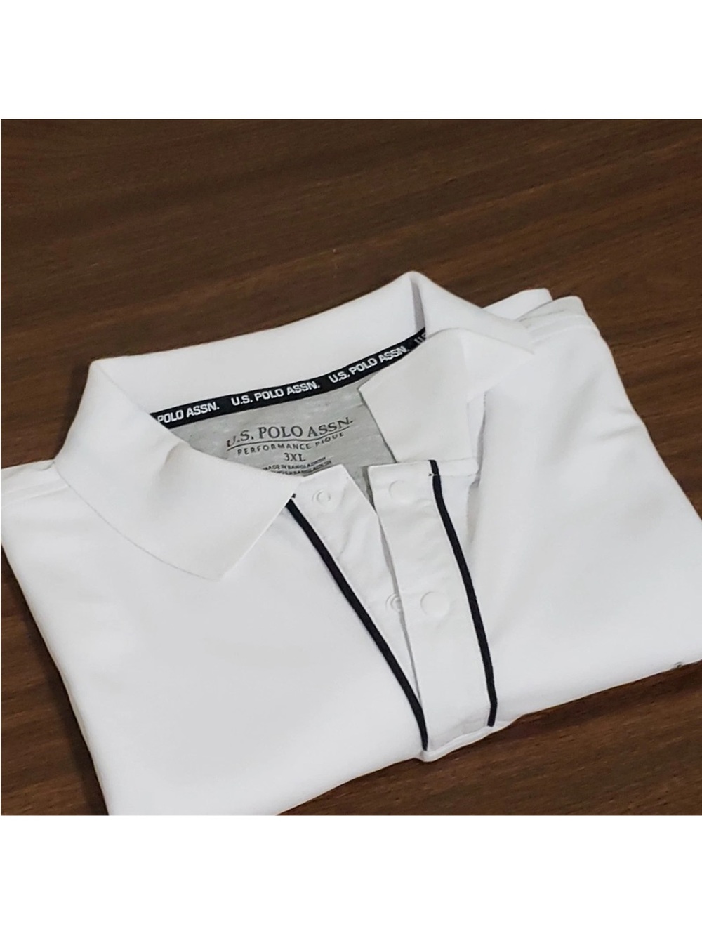 U.S. Polo Assn. White Polo with Navy Contrast Trim